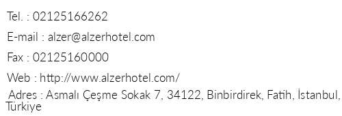Hotel Alzer telefon numaralar, faks, e-mail, posta adresi ve iletiim bilgileri